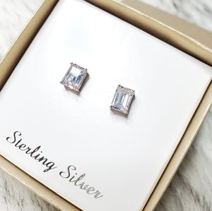 Sterling Silver Rectangular Stud Earring